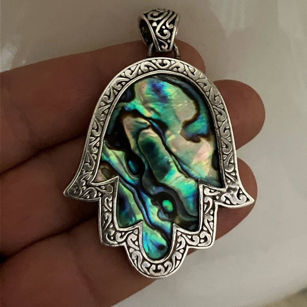 Sterling Silver Abalone Samuel B. Hamsa Pendant